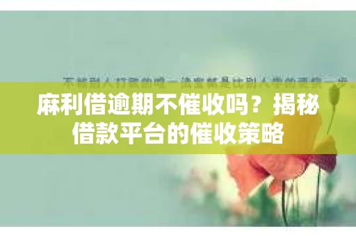 麻利借逾期不催收吗?揭秘借款平台的催收策略 麻利借逾期不催收吗?揭秘借款平台的催收策略