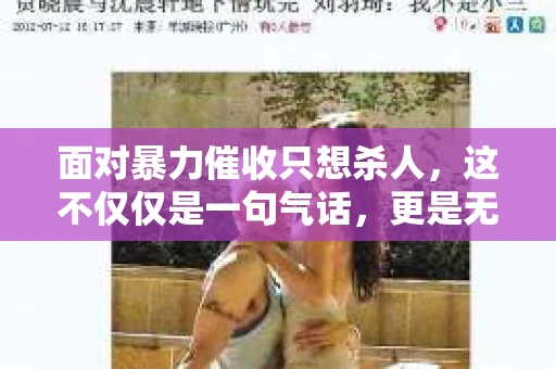 面对暴力催收只想杀人，这不仅仅是一句气话，更是无数借款人内心深处的恐惧。在这个看似光鲜亮丽的现代社会，暴力催收现象却如同毒瘤般蔓延，让人防不胜防。今天，我们就来聊聊这个沉重的话题，揭开暴力催收的冰山一角。
