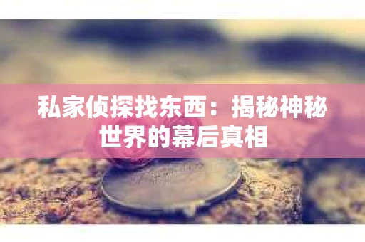 私家侦探找东西：揭秘神秘世界的幕后真相