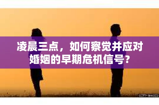 凌晨三点，如何察觉并应对婚姻的早期危机信号？